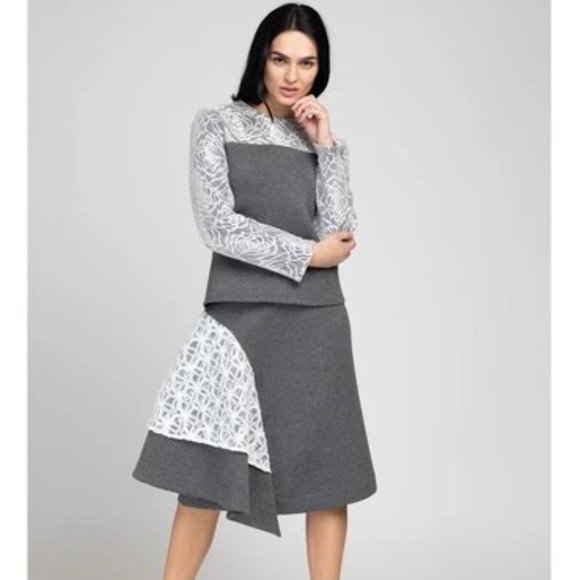 New Without Tags - Sara Navon Grey Skirt - Medium - Picture 1 of 3